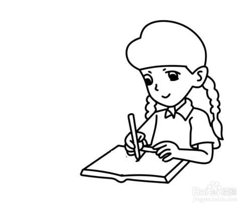 怎么画小女孩写作业的简笔画