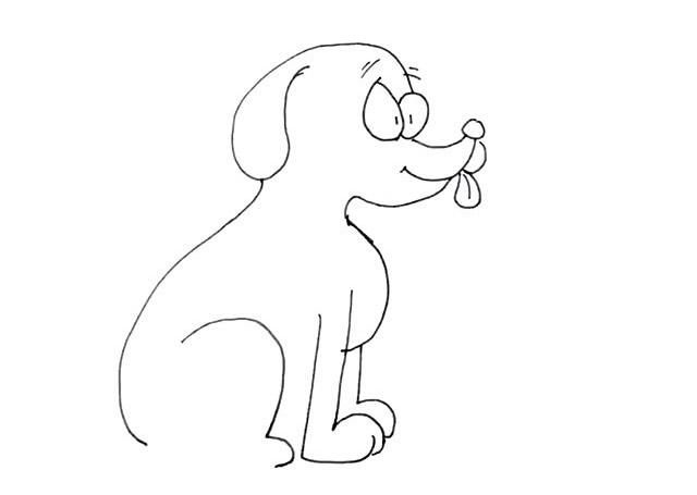 吃食的黄色小狗简笔画简单画法步骤图解教程