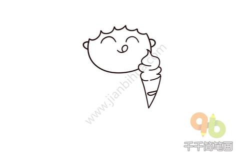 吃冰淇淋的女孩简笔画步骤图