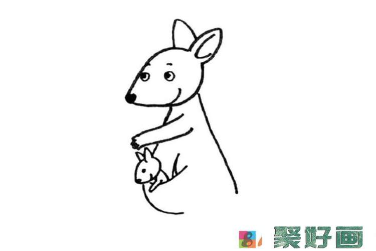 九步画出可爱的袋鼠简笔画步骤图怎么画简笔画教程