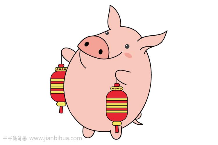 小猪简笔画图片大全猪年画猪吉祥如意