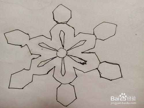 如何画六角形的雪花简笔画