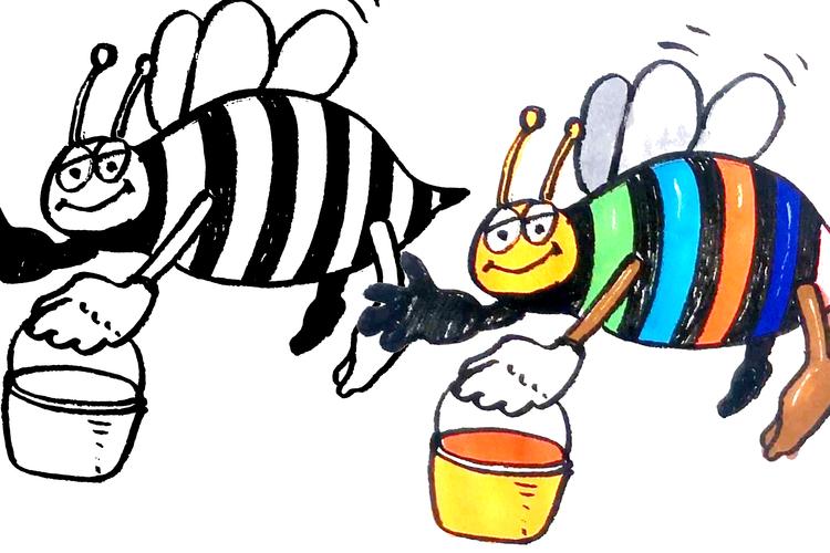 勤劳的蜜蜂儿童创意插画简笔画学习教程