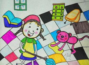 画儿童画蜡笔画创意作品-漫画简笔画暑假生活儿童画快乐的暑假简笔画