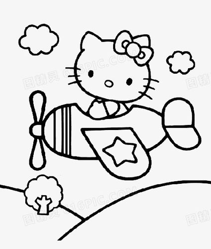 关键词小飞机kitty猫云彩树图精灵为您提供kitty猫简笔画免费下载本