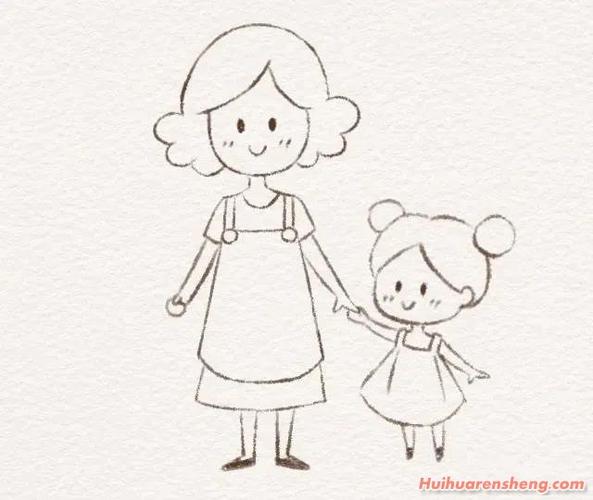 妈妈和孩子简笔画法
