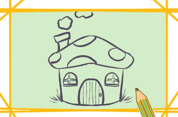 卡通的蘑菇房子简笔画教程步骤图片儿童简笔画零二七艺考