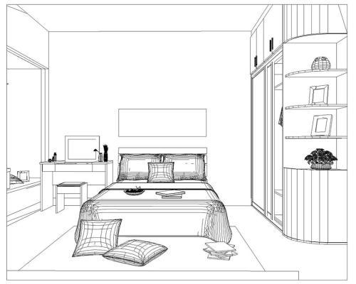 工程图 简笔画 平面图 手绘 线稿 653541温馨的卧室简笔画户型 户型图