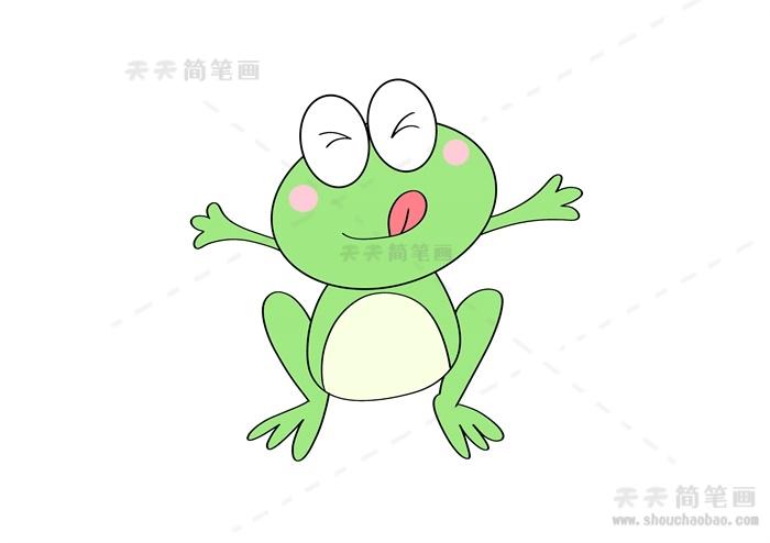 简笔画卡通调皮青蛙简笔画带颜色小孩子超喜欢的小青蛙简笔画