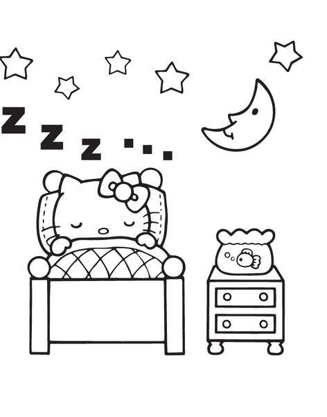 凯蒂猫简笔画作品之睡觉的凯蒂猫 kitty猫简笔画卡通动漫简笔画 由