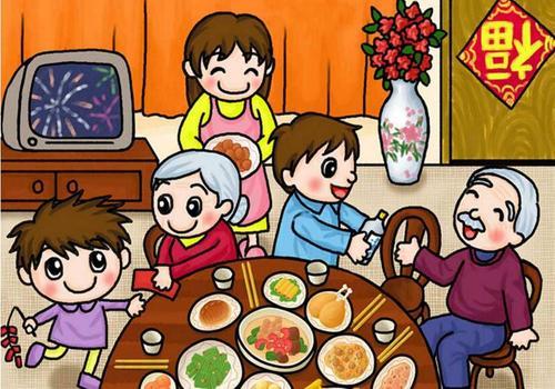 春节简笔画一家人