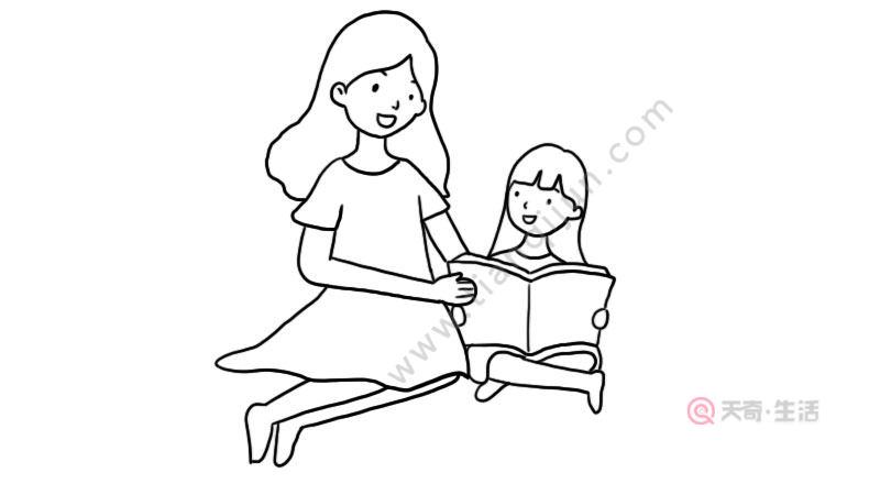 曲洲老师画卡通母亲节简笔画两个妈妈漂亮妈妈和勤劳妈妈