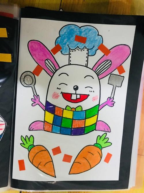 幼儿园儿童简笔画《爱吃胡萝卜的兔子大厨》