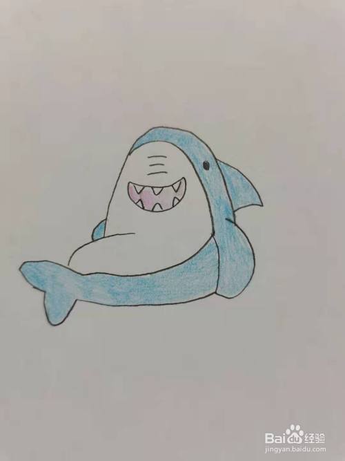最后涂上漂亮的颜色鲨鱼简笔画你学会了吗