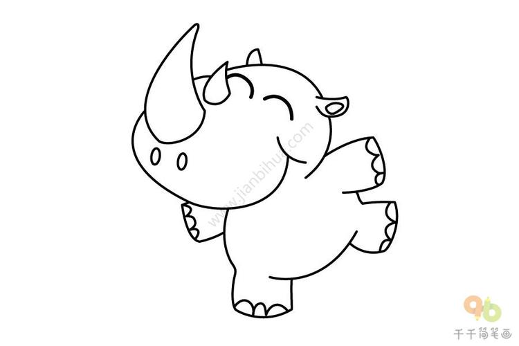 可爱的小犀牛简笔画陆地动物简笔画