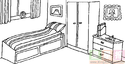 动漫房间卧室简笔画听录音在房间的合适位置画出物品来.