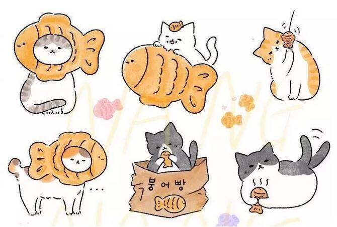 可爱萌呆的小猫简笔画图片留给孩子学习三张超萌的小猫咪简笔画那你们