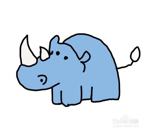 怎么画彩色简笔画动物犀牛