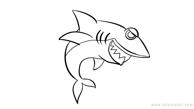 鲨鱼简笔画怎么画 鲨鱼简笔画简单 - 水彩迷