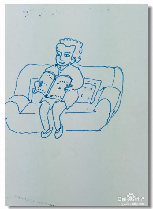 怎样画简笔画坐在沙发上看书