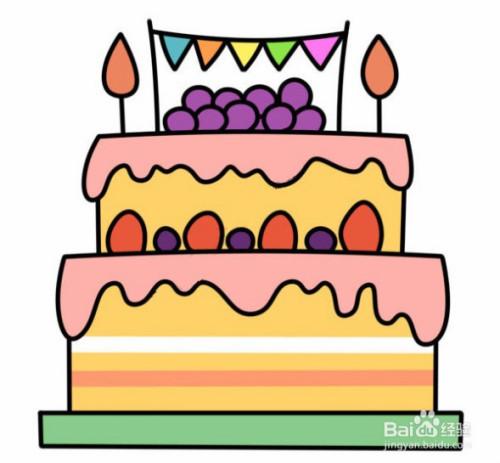 甜点食物手帐素材甜品简笔心型生日蛋糕简笔画三层生日蛋糕简笔画图片