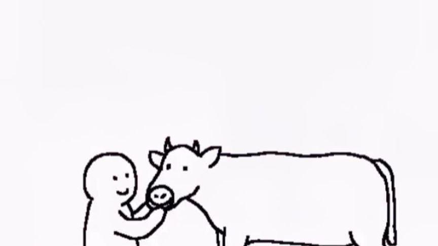 我和牛的亲吻 简笔画 搞笑动画 牛 在一起舞虎wuhoo