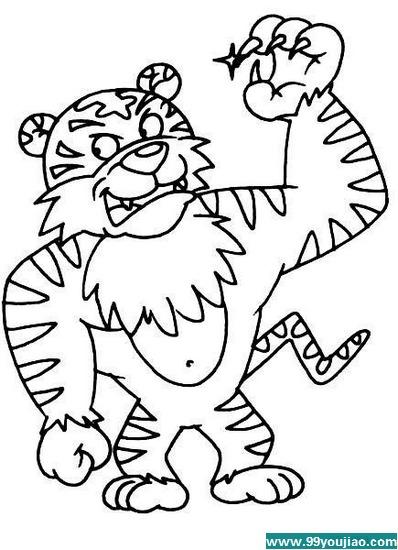 幼教幼儿园中心 儿童简笔画 动物简笔画 卡通动物强壮的老虎 03