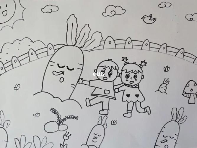 幼儿园简笔画|主题画幼儿园简笔画西瓜郊游沙滩