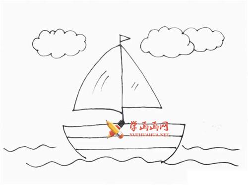 教你用数字1画帆船简笔画步骤图解教程