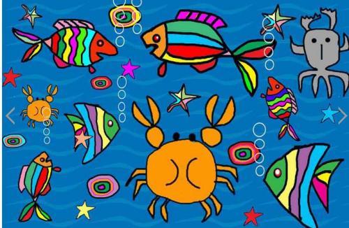海底世界简笔画图片大全彩色 8.儿童画海底动物世界
