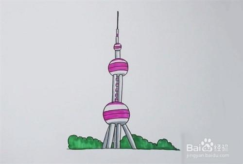 中国代表性建筑简笔画这次我们来画上海的东方明珠仅供参考.