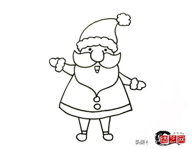 圣诞老人简笔画分享一个简单又漂亮彩色画法步骤-中国结简笔画-实用