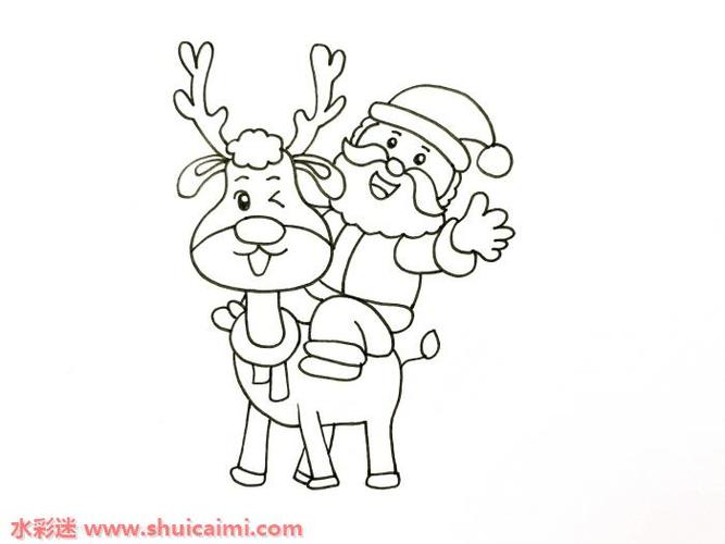 圣诞老人骑鹿怎么画圣诞老人骑鹿简笔画简单易画彩色