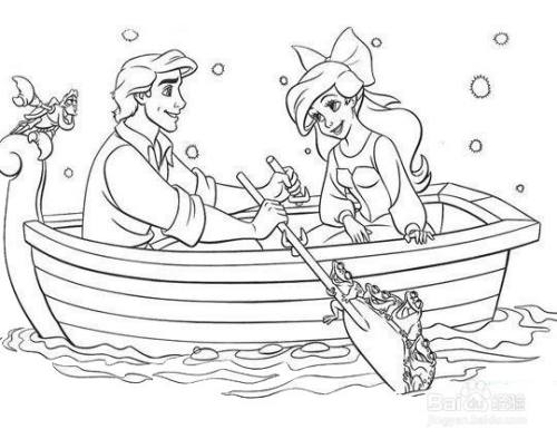 王子和公主划船的简笔画
