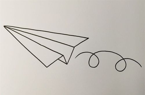 5再来给中间的立体部分涂上深蓝色简单的纸飞机简笔画就完成啦