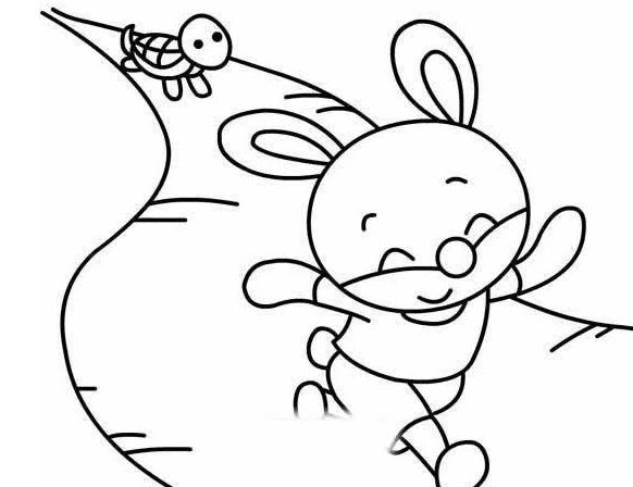 动物简笔画 龟兔赛跑的卡通动漫简笔画图片  龟兔赛跑这则寓言小故事