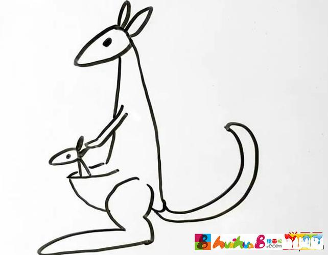 简单的袋鼠简笔画画法步骤图片怎么画简笔画教程绘画吧-画画