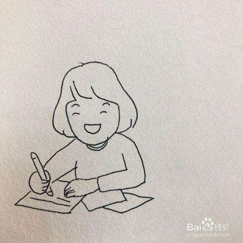 母亲辅导作业的简笔画