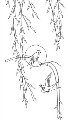 春天的燕子柳树简笔画