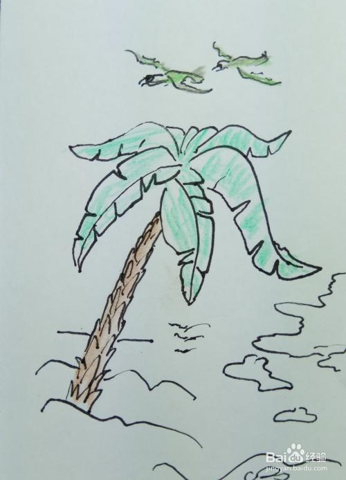 怎样画简笔画海南椰子树风景画