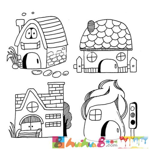 12款漂亮的卡通房子简笔画怎么画简笔画教程绘画吧-画画