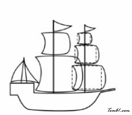古代风帆船简笔画