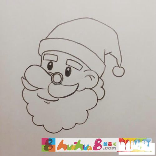 1.先画圣诞老人头部 - 简笔画