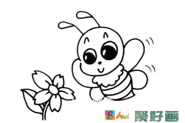 蜜蜂采花蜜简笔画步骤图解教程怎么画简笔画教程