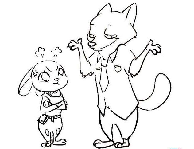 狐狸尼克和兔子朱迪疯狂动物城简笔画疯狂动物城简笔画