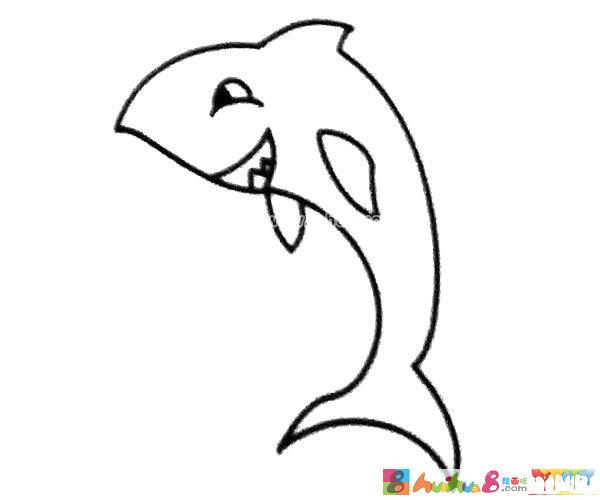 6款卡通鲨鱼简笔画图片怎么画简笔画教程绘画吧-画画