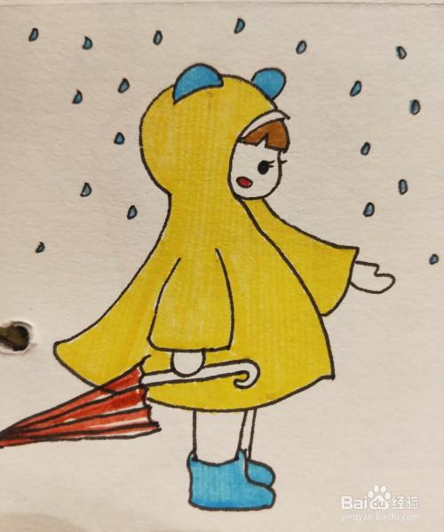 怎样画简笔画雨中的小女孩-百度经验
