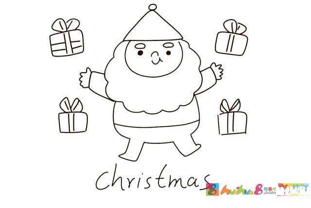 圣诞节圣诞老人简笔画步骤图怎么画简笔画教程绘画吧-画画