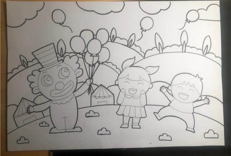 幼儿园第14周教师简笔画《快乐六一》彩铅六一儿童节简笔画卡通人物
