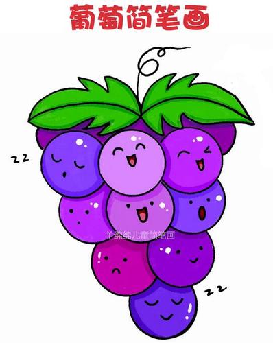 水果可爱的葡萄简笔画绘画步骤